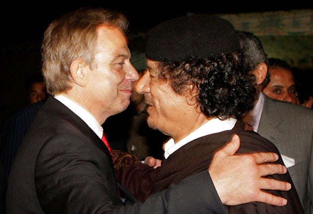 Tony Blair with Gaddafi in Libya in 2007, their second meeting