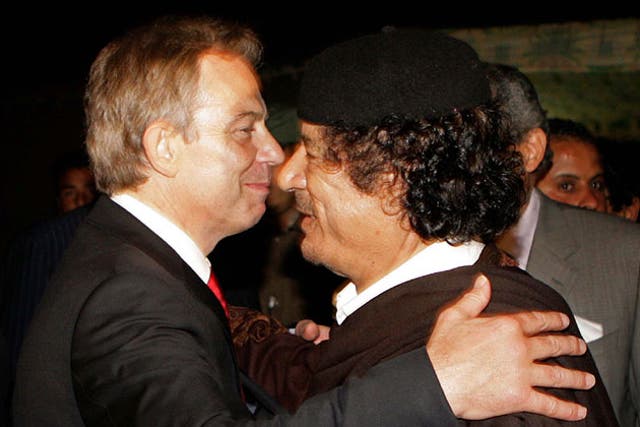 Tony Blair with Gaddafi in Libya in 2007, their second meeting