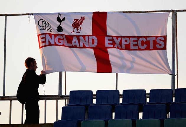English fans nail their colours to the post before Friday night's game