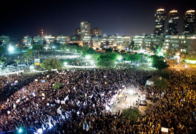 Demonstrators pack the streets in Tel Aviv. An estimated 400,000 Israelis protested across the country against rising housing prices and social inequalities in the Jewish state