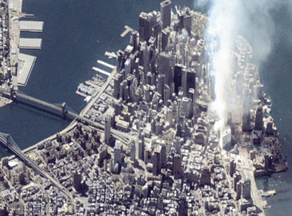 The aerial view of Manhattan after the attack showed the devastation