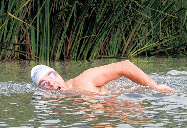 David Walliams during his attempt to swim the entire length of the River Thames to raise money for Sport Relief