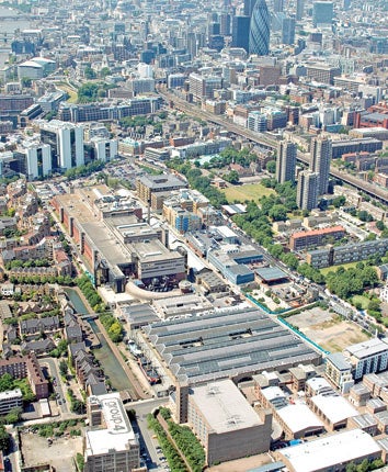 An aerial view of News International's offices