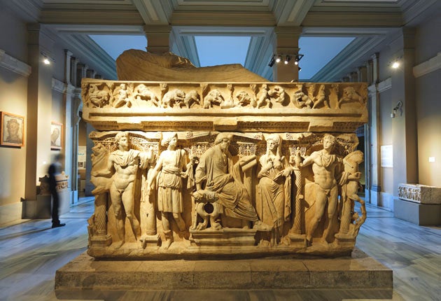 The Sidamara Sarcophagus, without the marble head, in Istanbul's
Museum of Archaeology