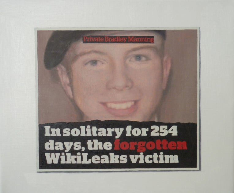 Bradley Manning, Oil on Linen 25 x 35cm by Hugh Mendes