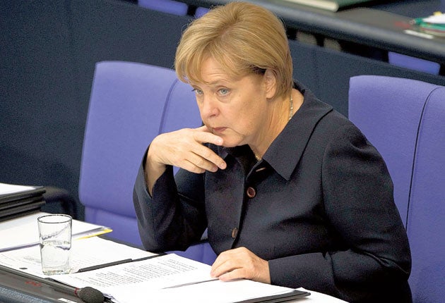 Angela Merkel faces widespread, public dissatisfaction over the
euro crisis