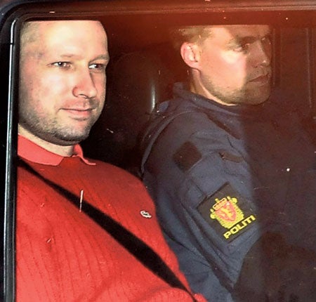 Anders Breivik, wearing a Lacoste top, leaves a court in Oslo in July