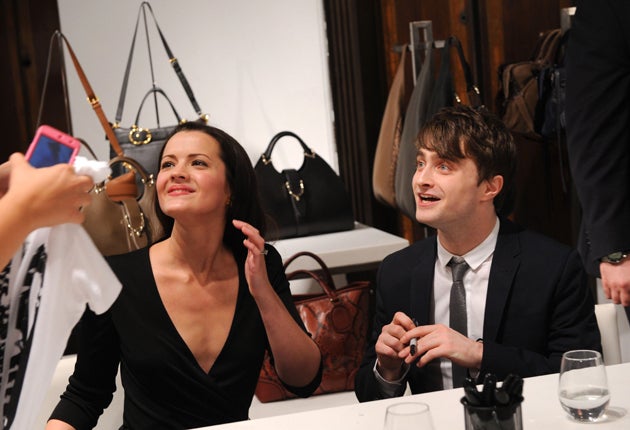 Daniel Radcliffe and Rose Hemingway, his co-star in the Broadway play, How to Succeed in Business Without Really Trying