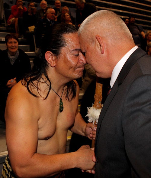 Wales coach Warren Gatland enjoys a Maori welcome in New Zealand