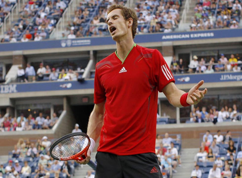 Andy Murray shows his frustration during last night's defeat to Rafa
Nadal. The Scot had no answer to his opponent's power