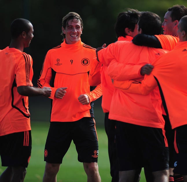 Torres trains alongside his team-mates this week in preparation for the Champions League