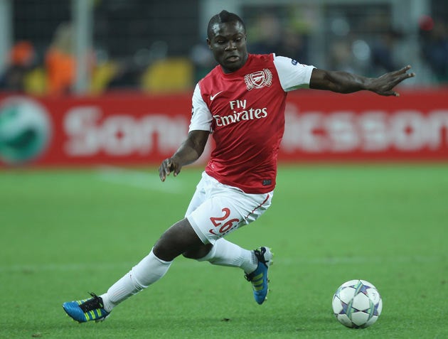 Emmanuel Frimpong in action for Arsenal