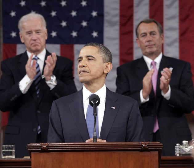 Unchartered waters: Barack Obama during the State of the Union address in January