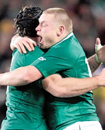 Roar potential: Tom Court celebrates Ireland's victory