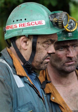 Rescue workers at the Gleision Colliery