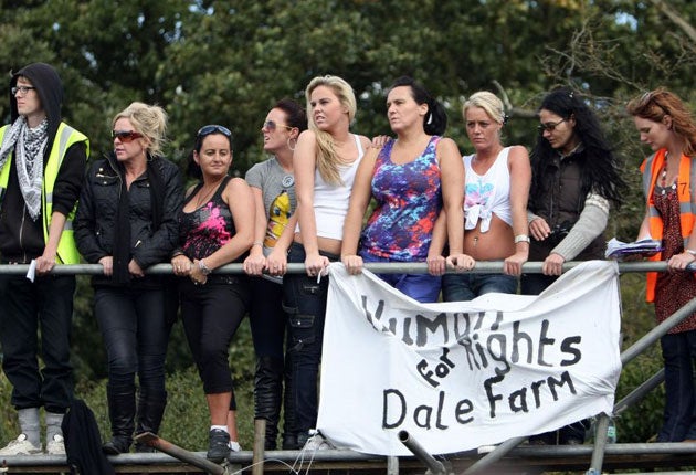 Travellers and other protestors at Dale Farm