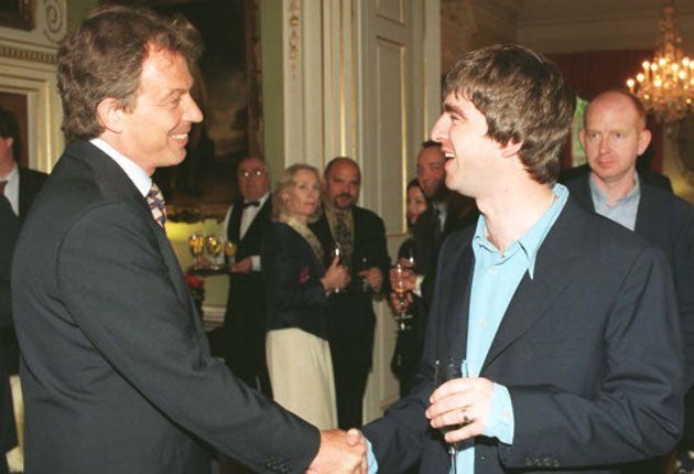 Who's more embarrassed by this picture nowadays, Noel or Tony? In the heady atmosphere after the 1997 election, it seemed like a jolly good idea for New Labour types to be seen mingling with Britpop stars, fashion designers, actors and Piers Morgan. Hence