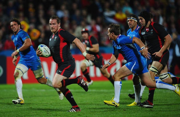 <b>WALES</b><br/> <b> Gethin Jenkins: </b>Scored a sensational try in the second half. The loose head rampaged to the line from almost forty metres out, dummying twice and side-stepping past a number of tacklers. Conceded too many penalties at the scrum but will dine out on that try for many years to come. 8
