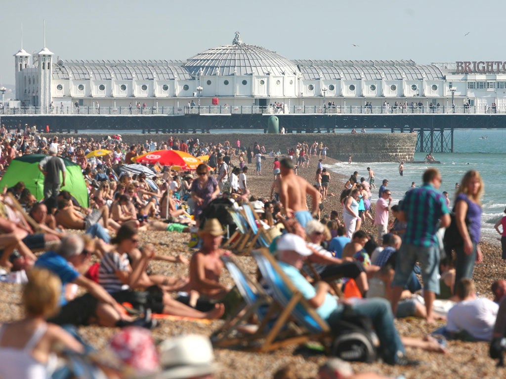 Brighton beach in Indian summer conditions in September 2011