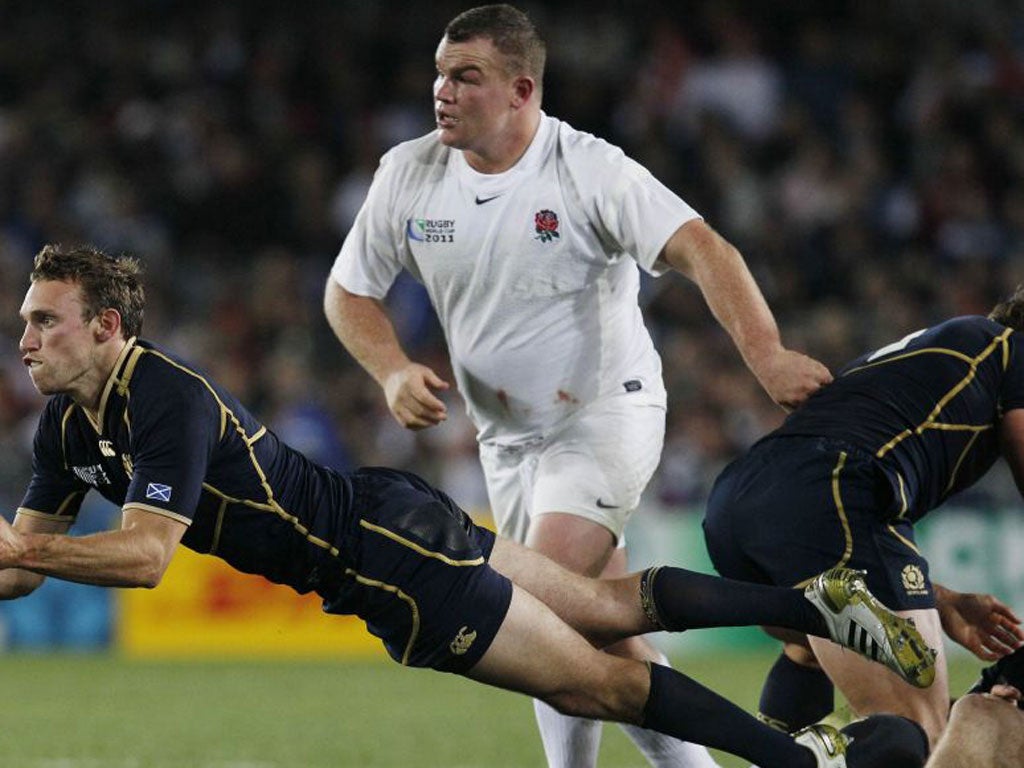 <b> ENGLAND </b><br/>   <b> Matt Stevens: </b> The Saracens prop struggled in the first-half, as the Scottish front row put the squeeze on England. But responded well in the second half, helping turn around the set-piece in England's favour and showing decent intensity in the loose. Still worrisome for Martin Johnson. 5