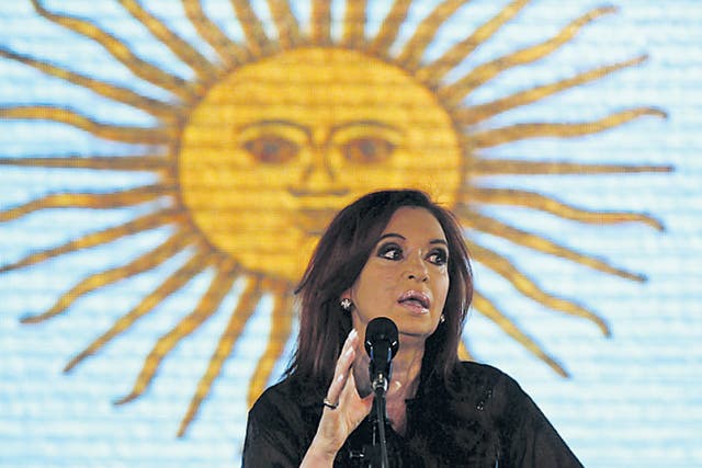 Ms Fernandez speaks in Buenos Aires after her re-election victory 