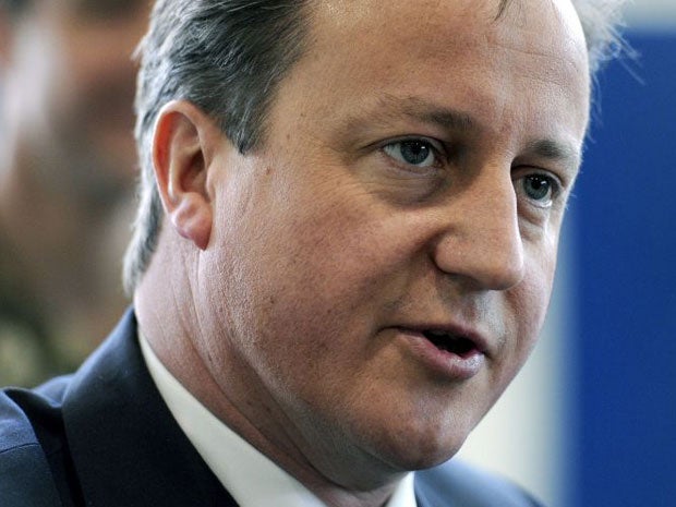 David Cameron speaks during a visit to the Lockheed Martin plant in Bedfordshire today