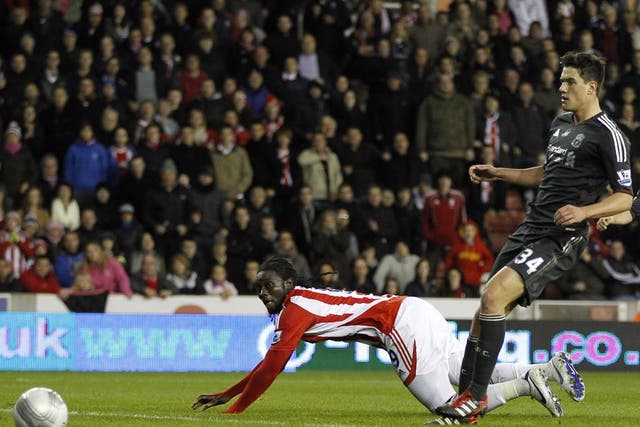 <b>Stoke 1-2 Liverpool</b><br/> Stoke took the lead at the Britannia Stadium thanks to a low header from Kenwyne Jones.
