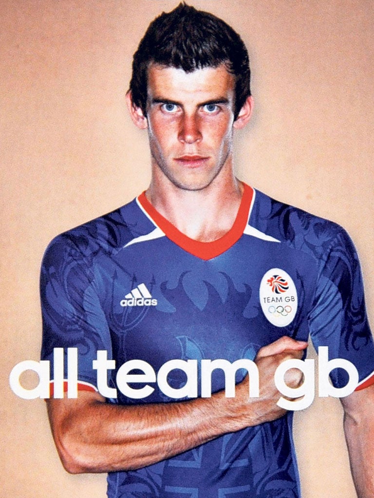 Welshman Gareth Bale in his 'Team GB' football shirt