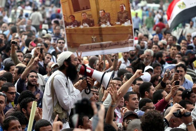 Protesters have taken to the streets to show their increasing anger at Egypt's ruling generals 
