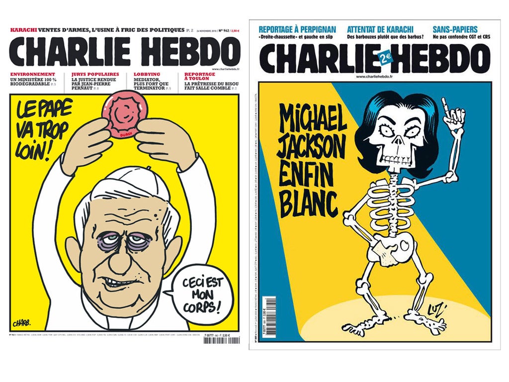Charlie Hebdo has a reputation for trenchant humour across all subjects in the news, as illustrated by these covers