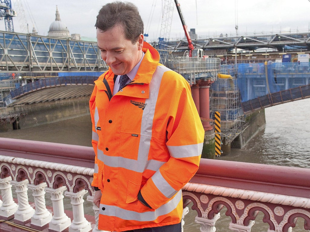 George Osborne, at the Thameslink project at Blackfriars station in
London yesterday, described the growth figures as 'positive'