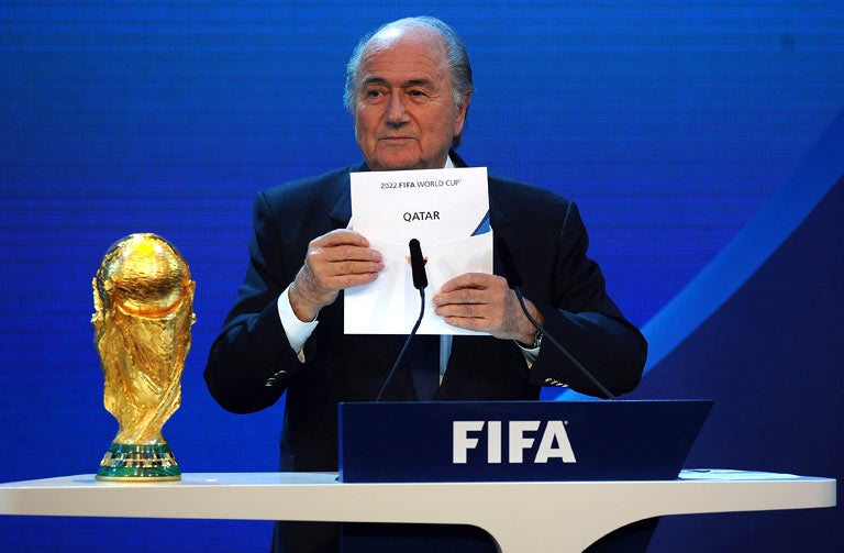 Sepp Blatter announces Qatar as the successful bidders for the 2022 World Cup last year