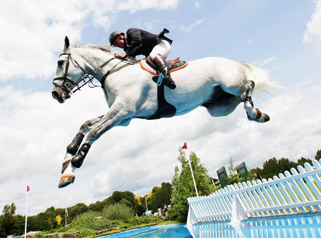 Tim Stockdale riding Fresh Direct K2 at Hickstead during the summer