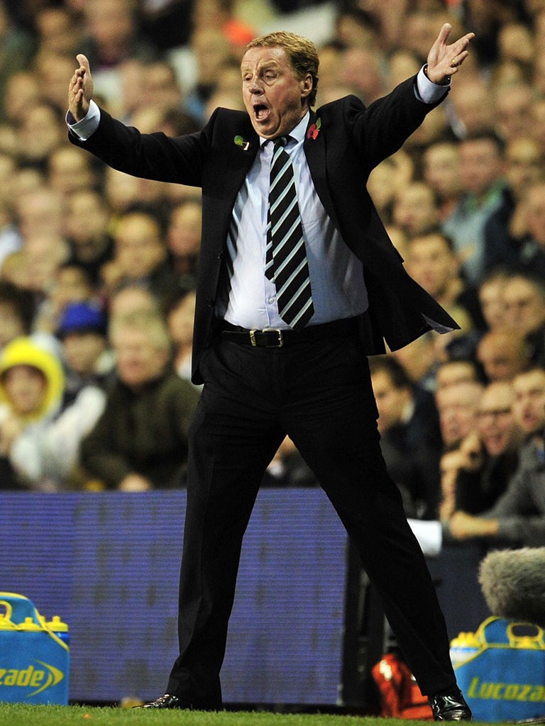 Spurs manager Harry Redknapp gets agitated by our second-half display