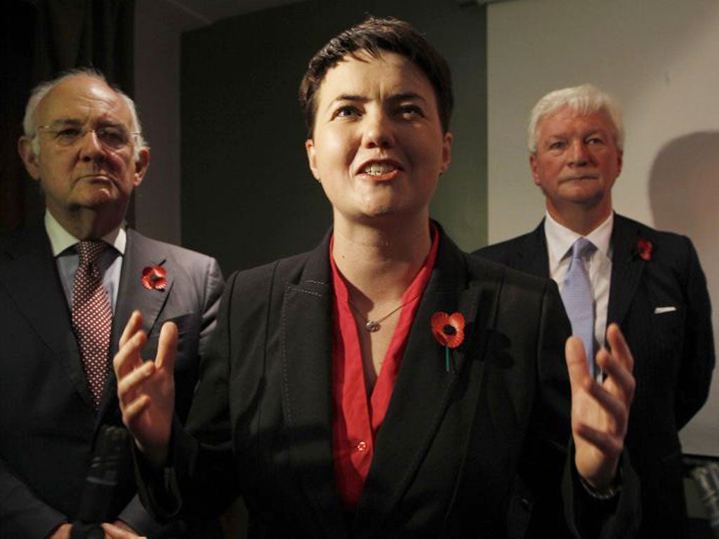 Ruth Davidson makes a speech after being announced as the new leader of the Scottish Conservative Party