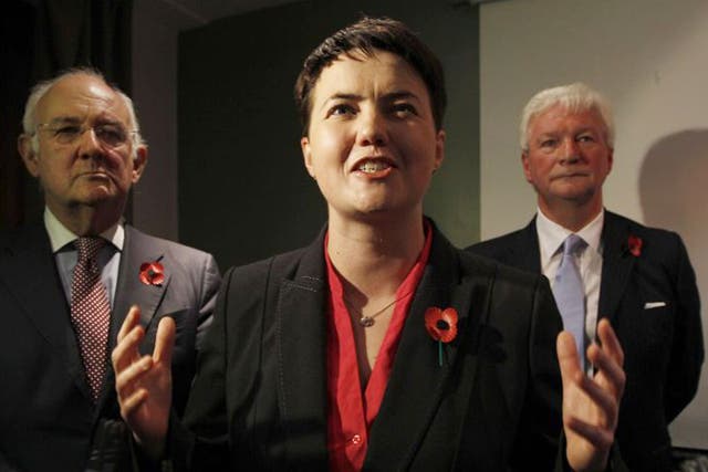 Ruth Davidson makes a speech after being announced as the new leader of the Scottish Conservative Party