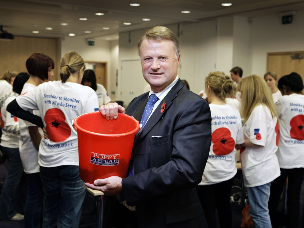 Poppy power: Chris Simpkins helps out with the legion's annual appeal, which generates a third of its income