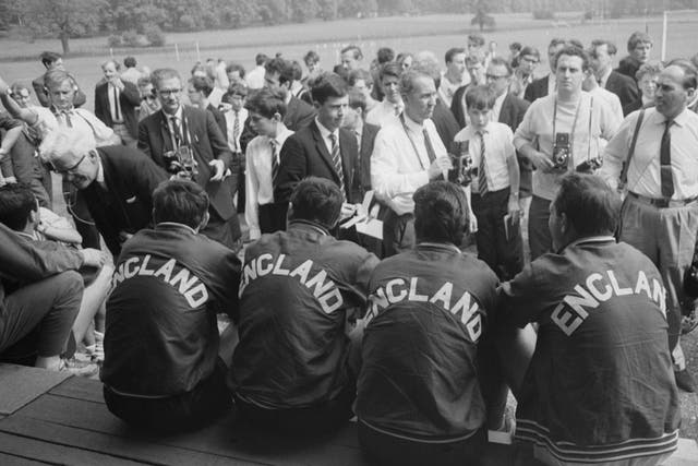 Members of the 1966 England World Cup squad meet the press at Lilleshall. The French based their Clairefontaine academy on the now defunct FA