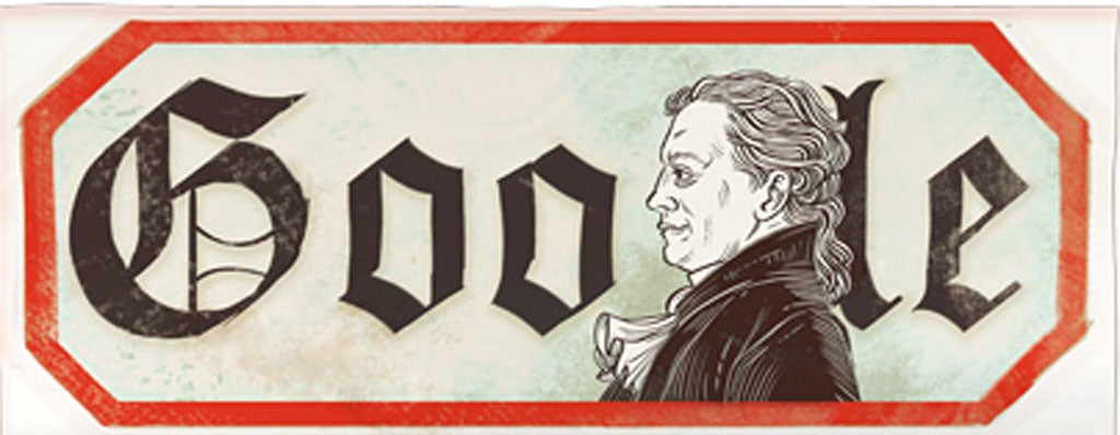 German writer and theorist Johan Wolfgan von Goethe's google doodle