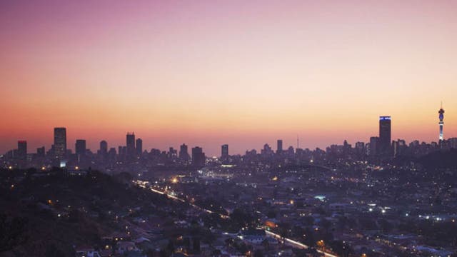 The skyline at night: The city centre and suburbs