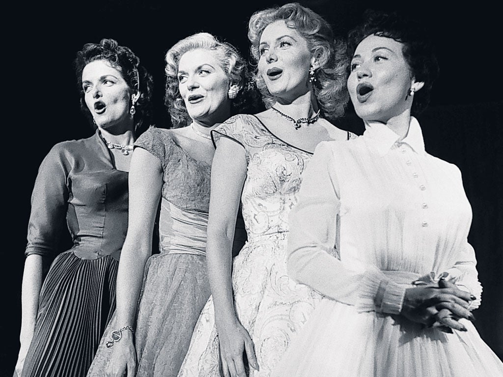 The Four Girls in 1954: from left, Jane Russell, Davis, Rhonda Fleming and Connie Haines