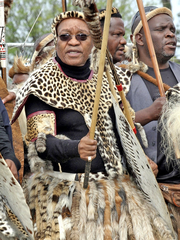 President Jacob Zuma in leopard skin