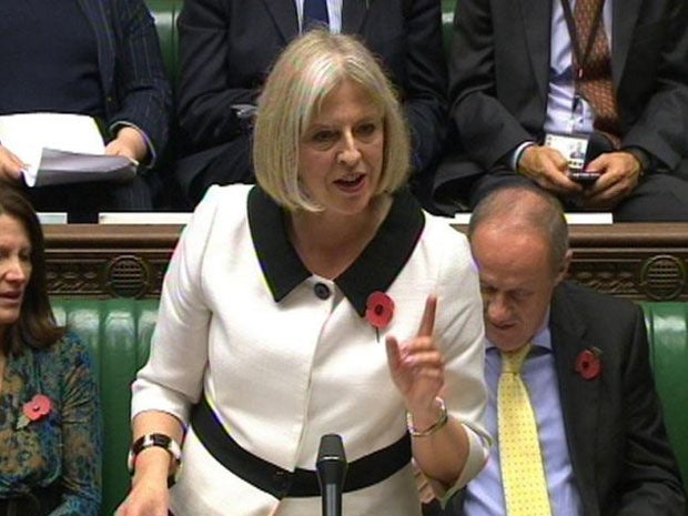Theresa May speaks at the Opposition Day debate