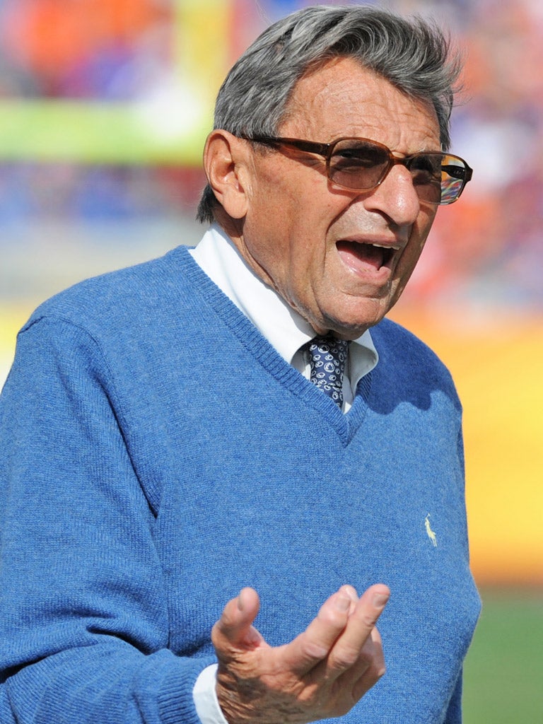 Mr Paterno, pictured, has been engulfed by outrage that he did not do more to stop Mr Sandusky
