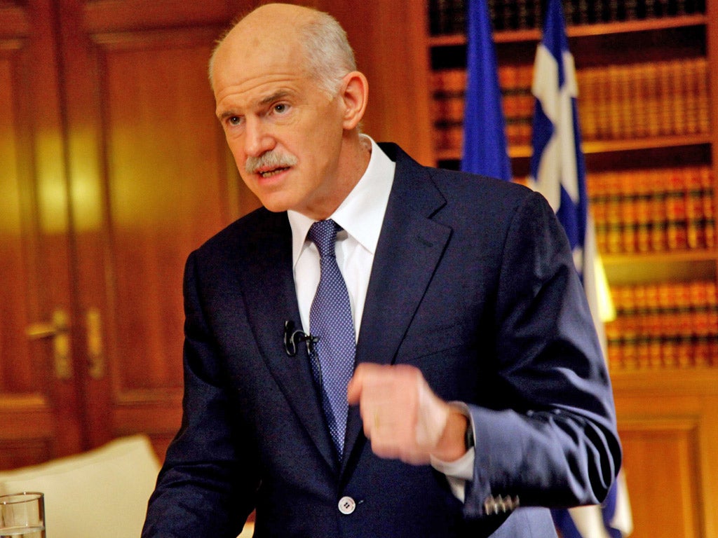 Outgoing PM George Papandreou gives a televised address to the nation