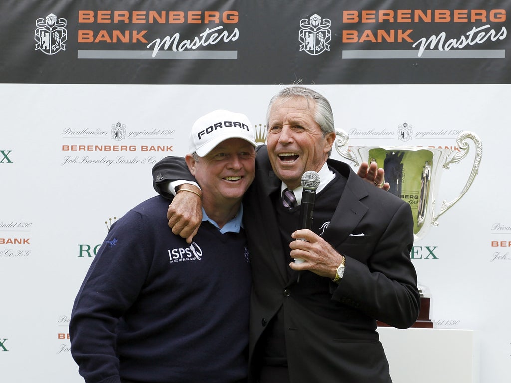 Gary Player (right) says golf brings people together. It seems Ian Woosnam is in agreement, even if the majority of people would beg to differ