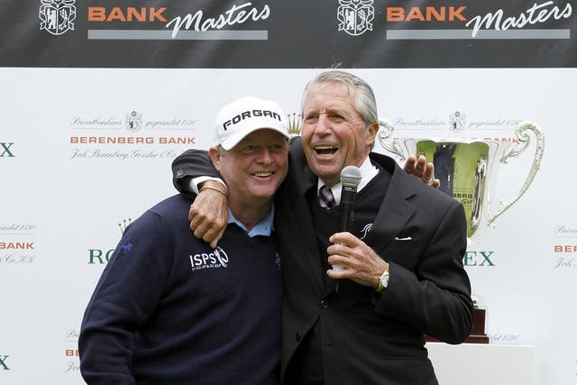 Gary Player (right) says golf brings people together. It seems Ian Woosnam is in agreement, even if the majority of people would beg to differ