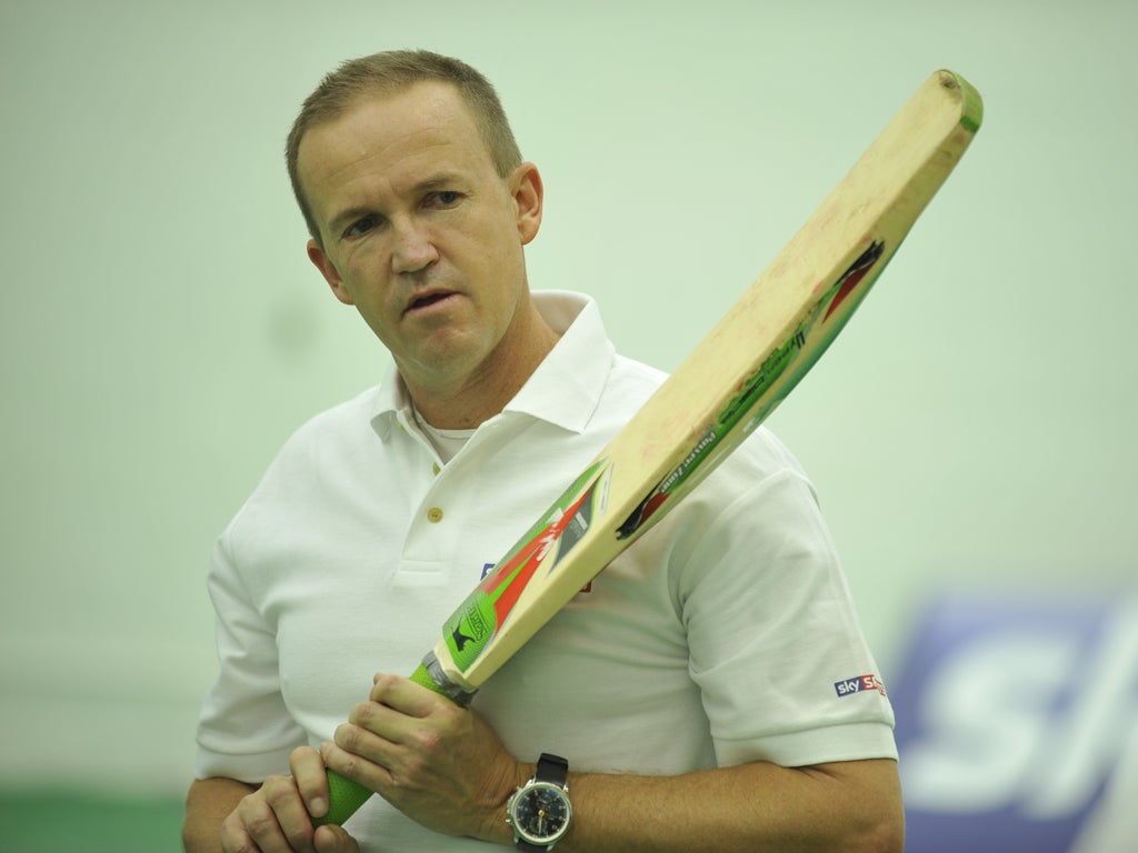 Andy Flower, the England coach, conducts a fielding session at The Oval this week