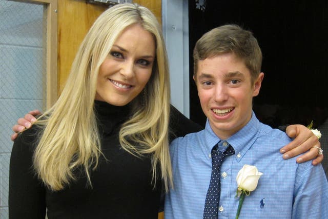 15-year-old Parker McDonald with skier Lindsey Vonn