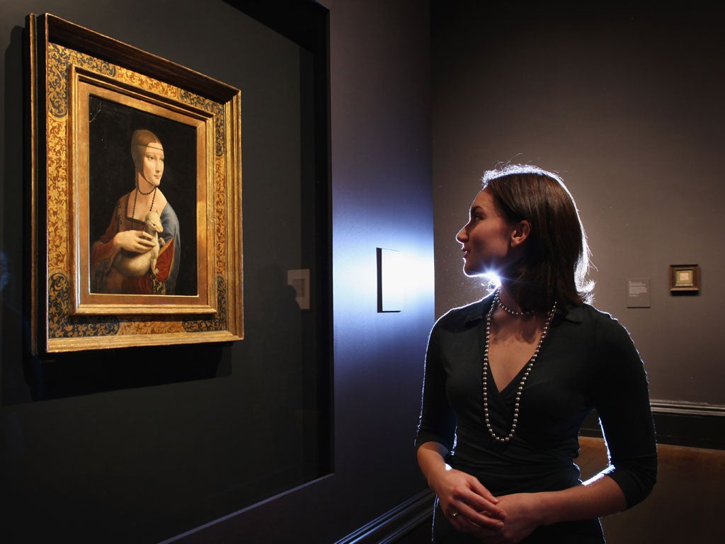Curatorial assistant Francesca Sidhu at the National Gallery views The Lady with an Ermine